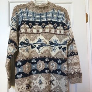 Vintage Chunky Knit Tunic Mock Neck Sweater